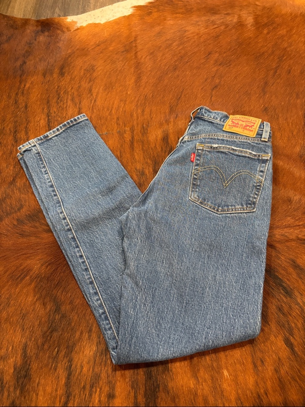 Levi's Medium Blue High-Rise Straight Jeans